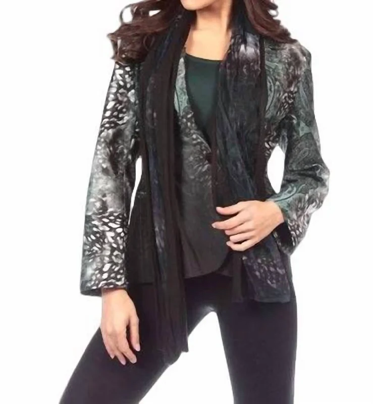 Paisley One-Button Blazer In Green Multi Women's Casual Suit
