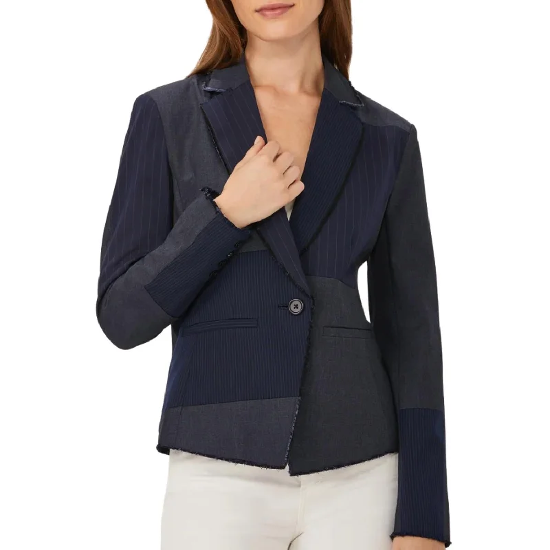 Patchwork Blazer In Navy Pinstripe Slim Fit Blazer