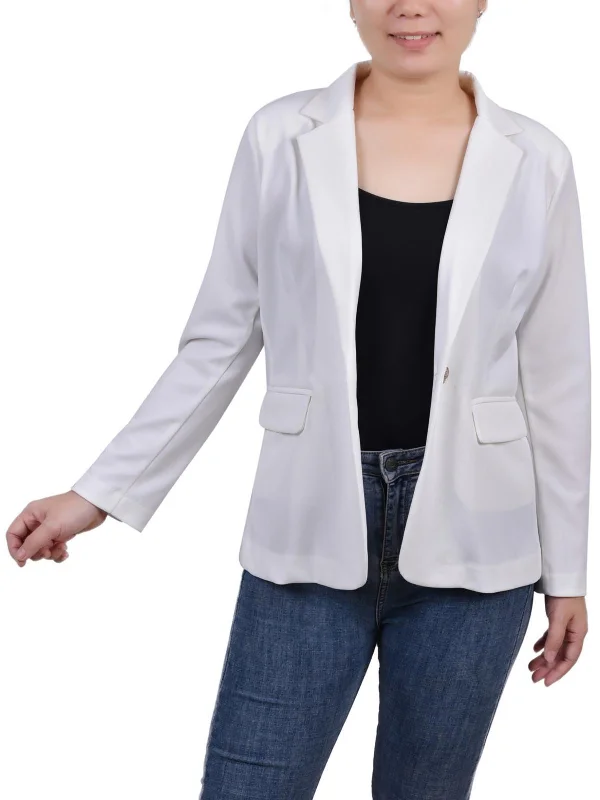Petites Womens Collar Polyester One-Button Blazer Women's Premium Blazer
