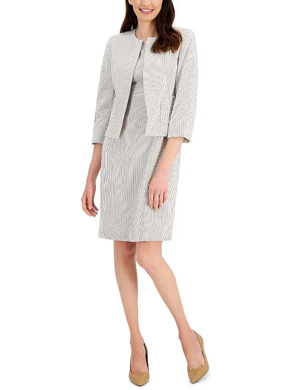 Petites Womens Collarless Business Open-Front Blazer Slimming Women's Blazer