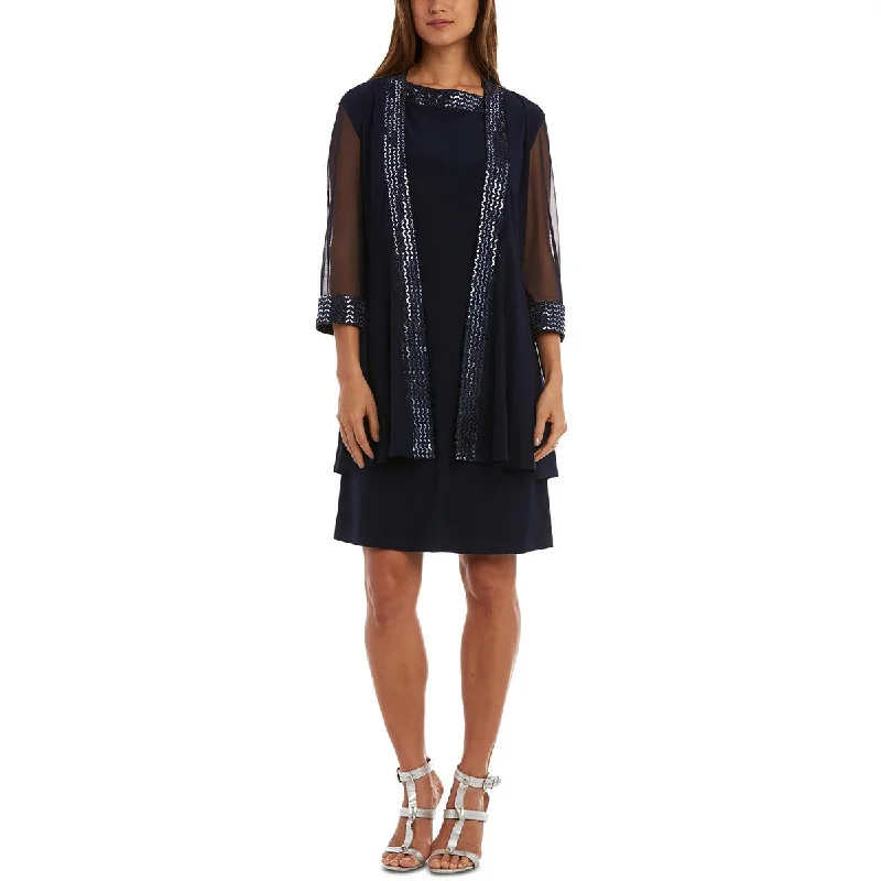 Petites Womens Mesh Embellished Duster Blazer Slimming Women's Blazer