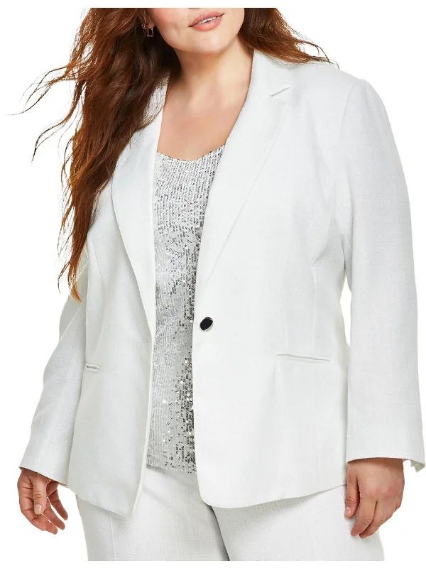 Plus Womens Metallic Suit Separate One-Button Blazer Women's Banquet Suit