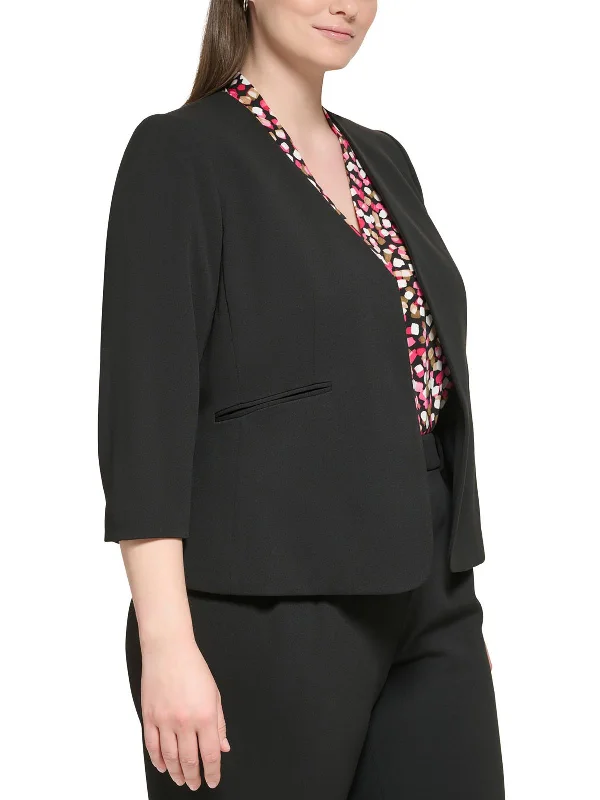 Plus Womens Work Casual Open-Front Blazer Women's Stripe Blazer