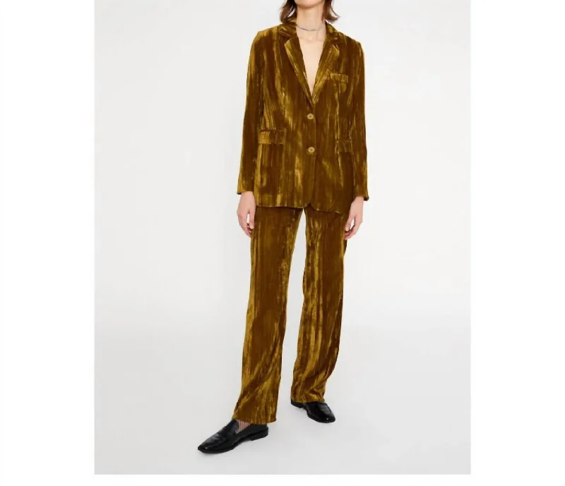 Velvet Blazer In Green Women's Patchwork Suit