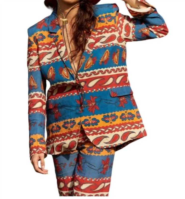Vera Blazer In Paisley Blue Women's Luxurious Jacket