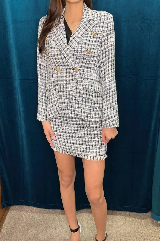 Vintage Parisian Blazer In Black And White Women's High-End Blazer