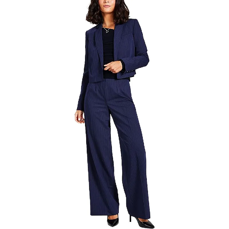 Womens Cropped Striped Open-Front Blazer Fashion Women's Blazer