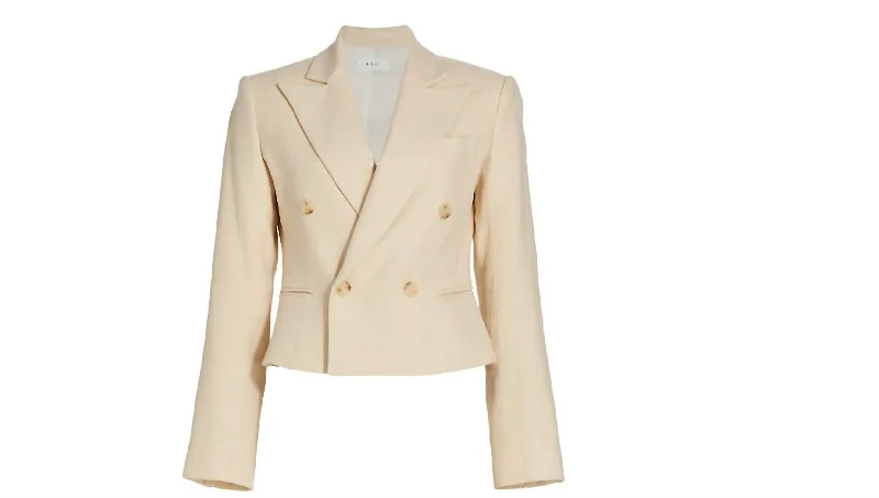 Women's River Linen Double Breasted Blazer In Barely Beige Women's Casual Suit
