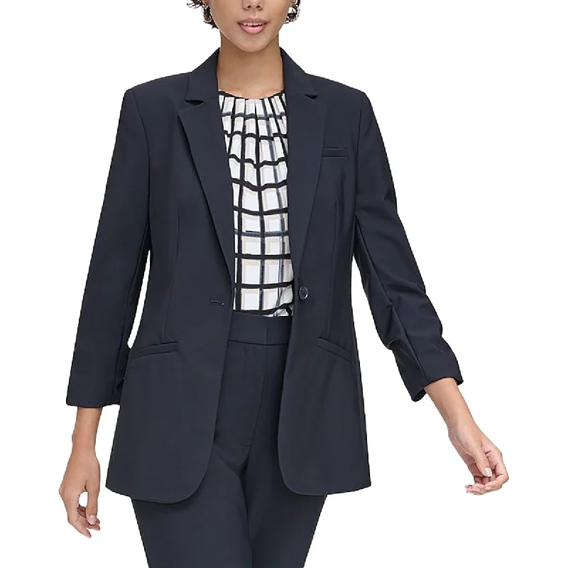Womens Solid Business One-Button Blazer Women's Advanced Suit