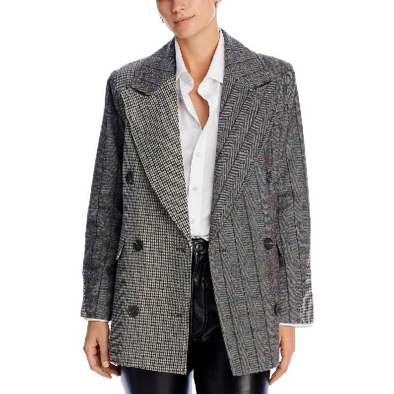 Womens Wool Blend Houndstooth Double-Breasted Blazer Women's Fashion Blazer
