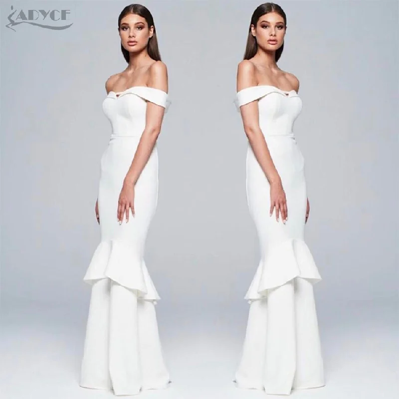 Chic Sexy White Slash Neck Long Dress Tunics Exclusive limited