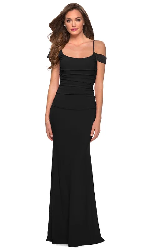 La Femme - 29358 Ruched Ornate Cutout Plus Size Prom Long Dress Tunics Versatile all-occasion