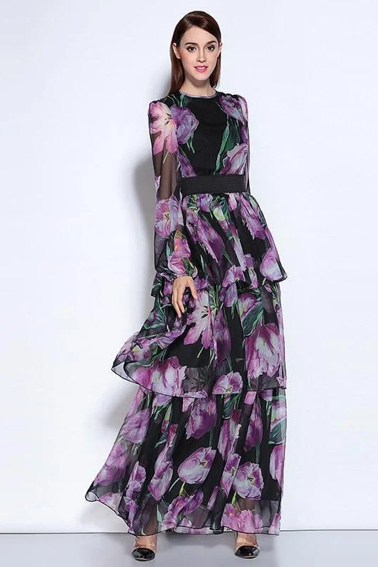 luxury Long dress - 0033 Floral Print girly