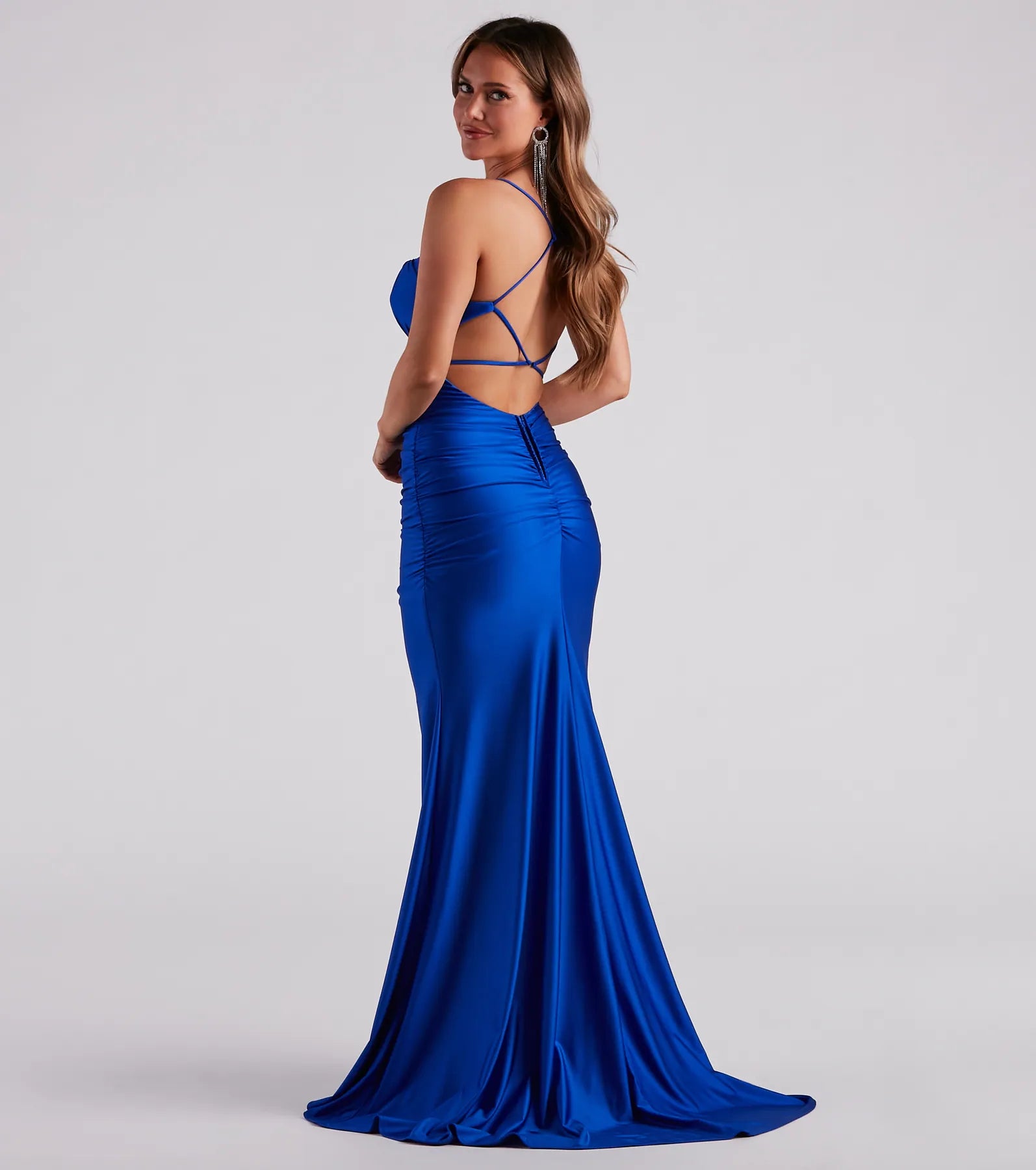 Martha Formal Satin Mermaid Long Dress Cowl Neckline Elegant