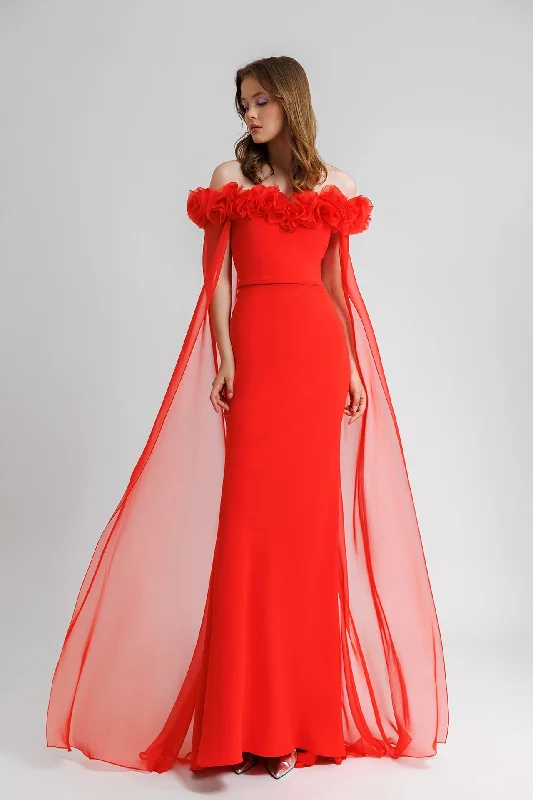 Off shoulder dress with cape like sleeves Tunics Floral girly
