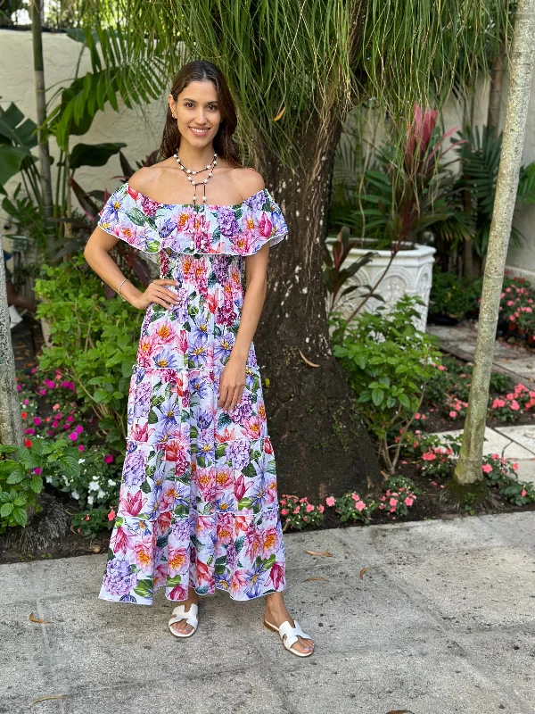 Positano Volant Linen Long Dress Tunics Luxurious high-end
