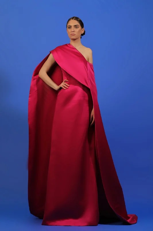 Satin dress with cape Tunic Top Casual