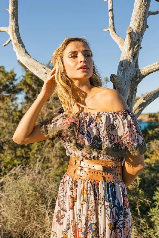 Valencia Off Shoulder Long Dress Tunics Vintage classic
