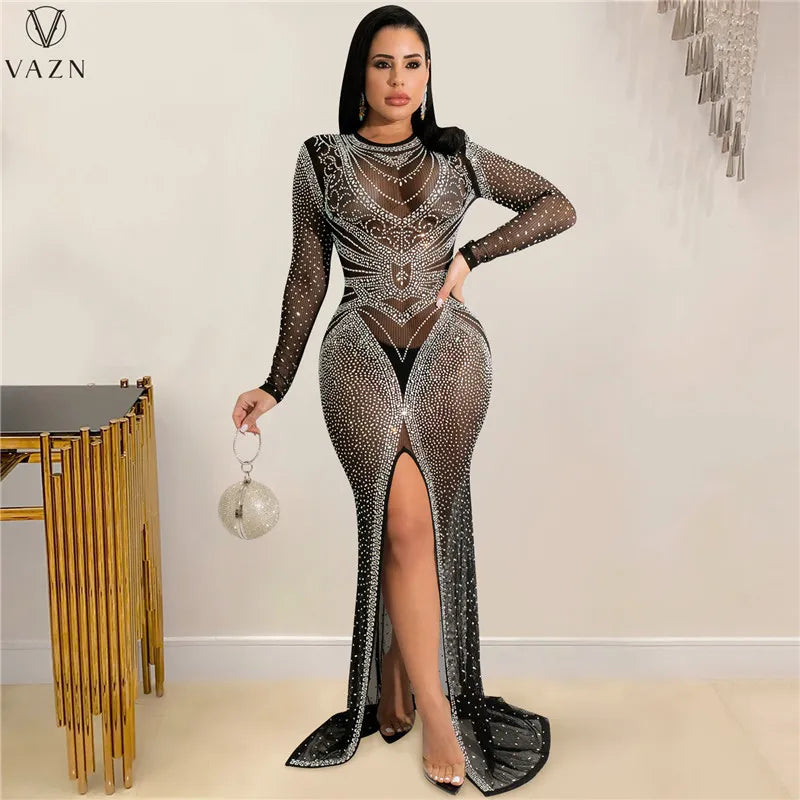 VAZN Women's High Street Style Long Dress Tunics Winter warm