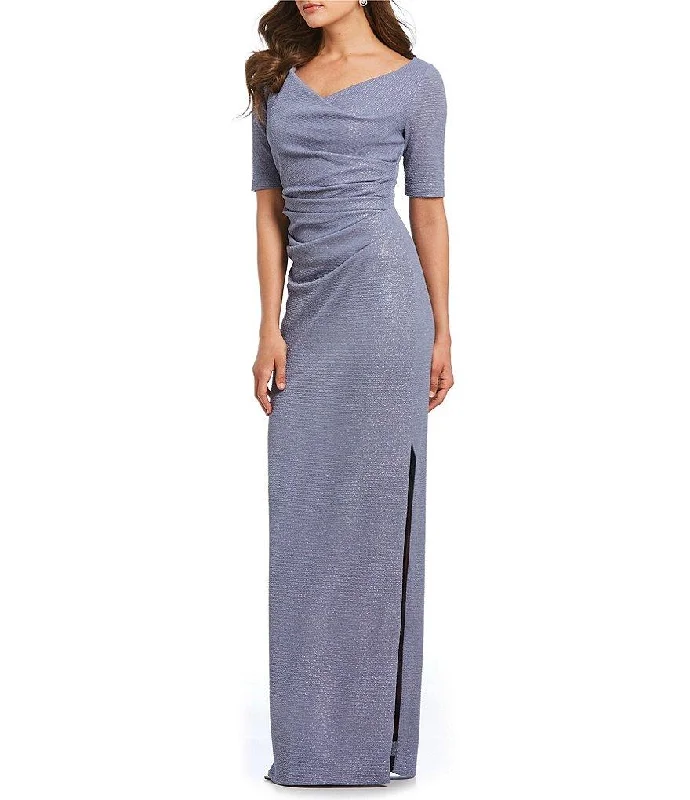 Adrianna Papell - Ruched Waist Polyester Dress With Slit AP1E203509SC Tunics Designer luxury