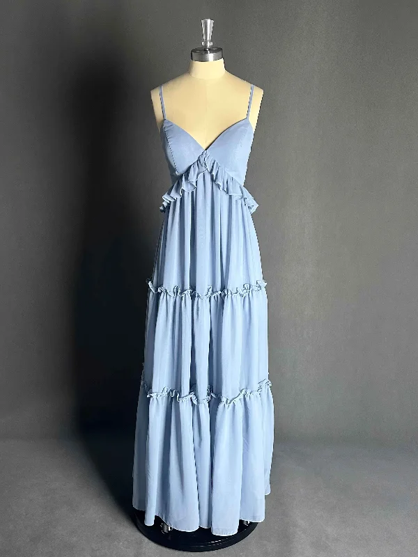 Arielle Flowing V Neck Empire Waist Tiered Long Chiffon Dresses Tunics Luxurious high-end Arielle Flowing V Neck Empire Waist Tiered Long Chiffon Dresses Tunics Luxurious high-end