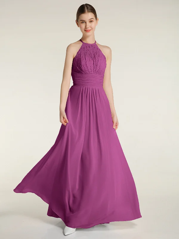 Halter Chiffon And Lace Long Dresses Orchid Tunics Sophisticated sleek