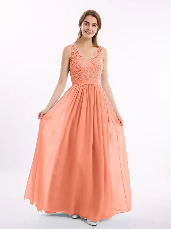 Lace Top and Chiffon Bottom Long Dresses Sunset Tunics Custom made