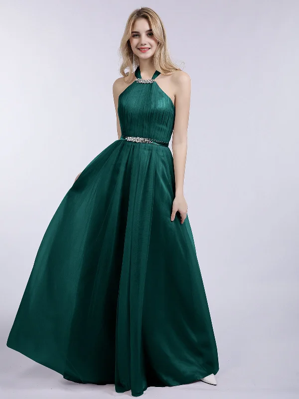 Halter Tulle with Beaded Long Dress Peacock Tunics Fall fleece
