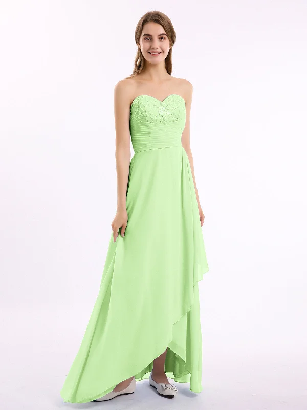Strapless Sweetheart neck Long Dress with Beaded Sage Off-the-shoulder Chic Trendy