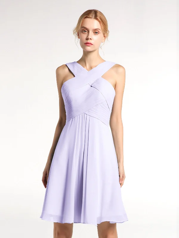 Cross Front Empire Waist Short Bridesmaid Dress Lilac Tunics Sale discount