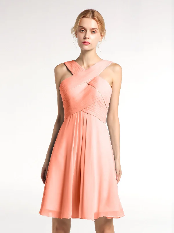 Cross Front Empire Waist Short Bridesmaid Dress Sunset Tunics Practical easy-care