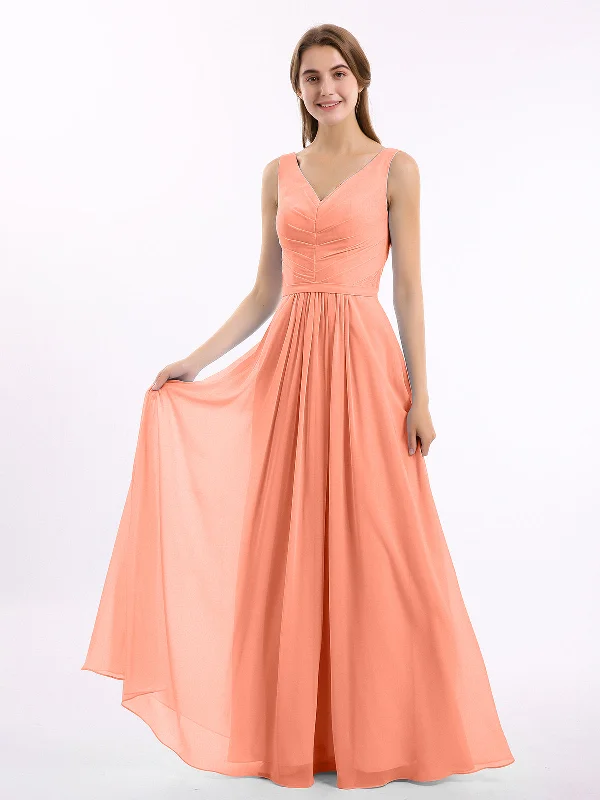 V-neck Chiffon Long Dress of Bridesmaids Sunset Tunics Cozy comfortable