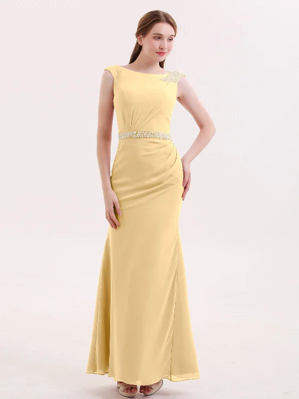 Chiffon Sheath Dress with Beaded Waistband-Gold Tunics Favorite customer