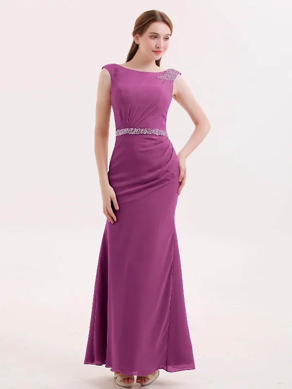 Chiffon Sheath Dress with Beaded Waistband-Orchid Tunics Spring floral