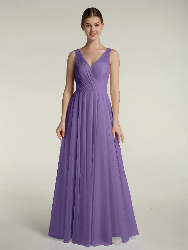 Illusion V-neck Tulle Long Dresses-Tahiti Shift Classic Vintage