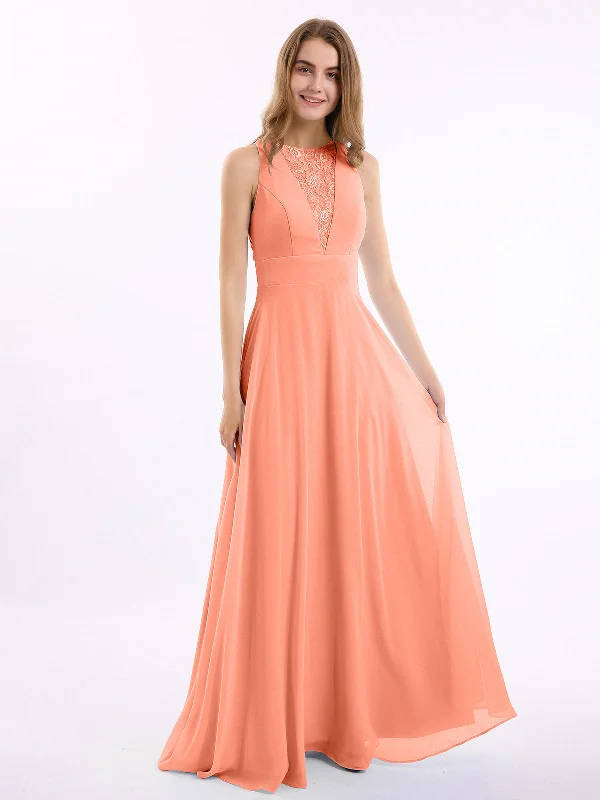 Lace Deep V-neck and Back Chiffon Long Dresses-Sunset Tunics Mesh breathable