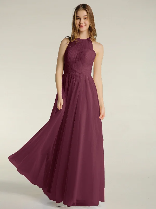 Illusion Neck Corss Waist Tulle Dresses-Mulberry Tunics Sophisticated sleek