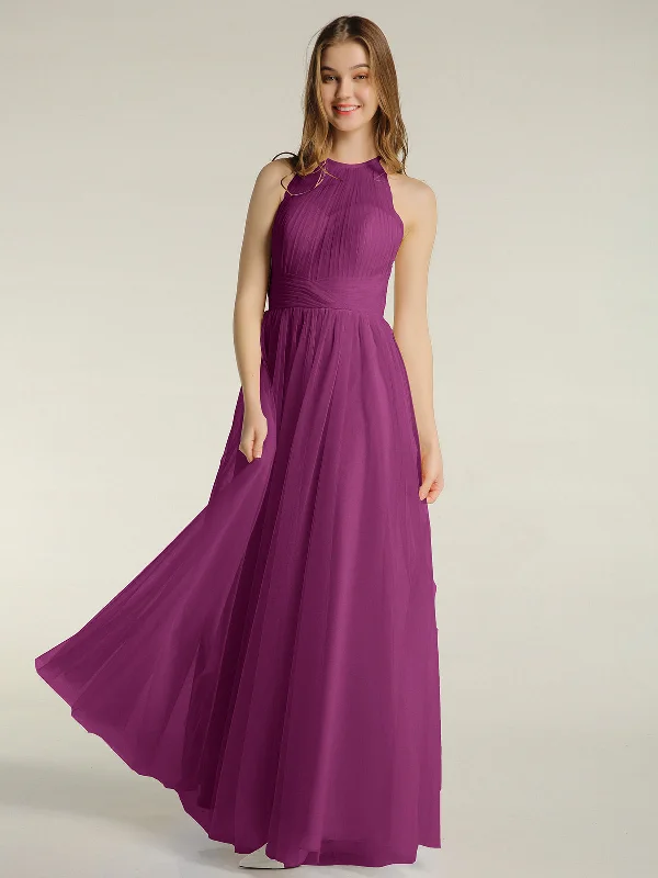 Illusion Neck Corss Waist Tulle Dresses-Orchid Tunics stripes playful
