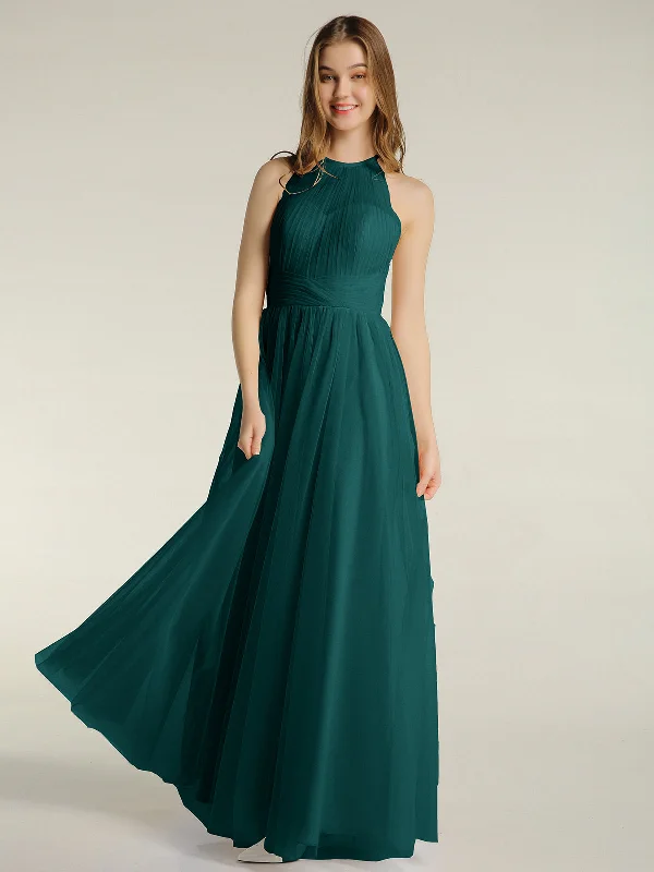 Illusion Neck Corss Waist Tulle Dresses-Peacock Tunics Cozy comfortable