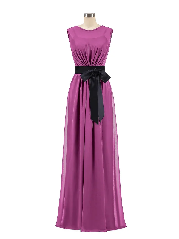FAUX-Wrap Chiffon Dress with Black Waistband-Orchid Tunics Trendy modern