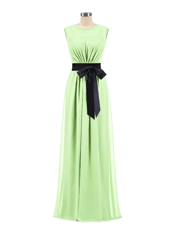 FAUX-Wrap Chiffon Dress with Black Waistband-Sage Tunics Floral girly