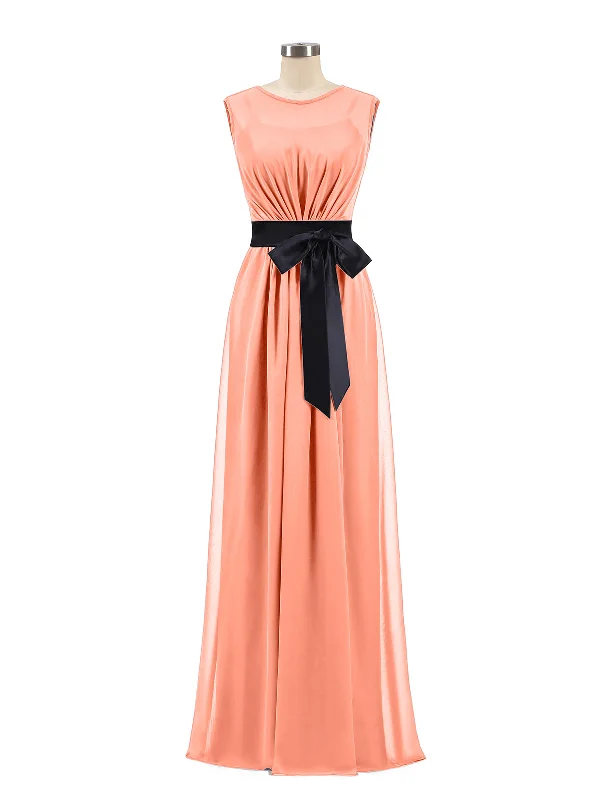 FAUX-Wrap Chiffon Dress with Black Waistband-Sunset Tunics Yoga stretchy