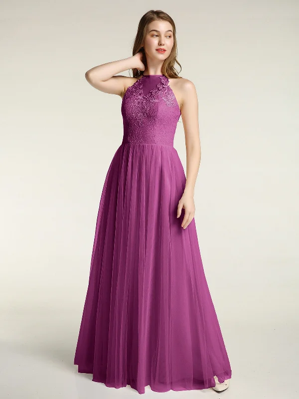 Lace Bodice and Tulle Skirt Long Dresses-Orchid Tunics Print Colorful