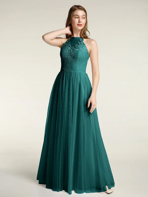 Lace Bodice and Tulle Skirt Long Dresses-Peacock Tunics Timeless classic