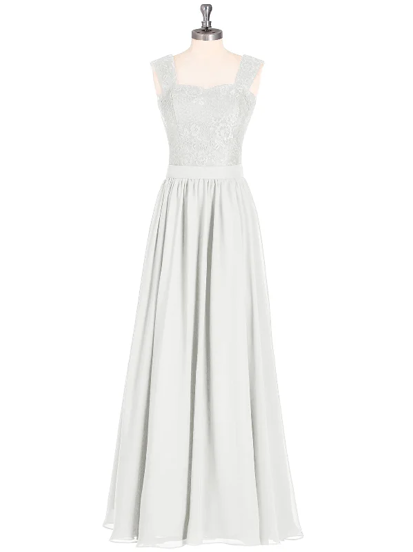 Shoulder Strap Lace AND CHIFFON Long Dress-Ivory Tunics Sale discount