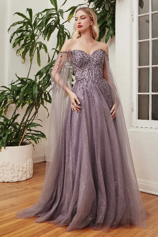 Beaded Cape Sleeve Gown by Ladivine CD0204 Tunics Vintage classic