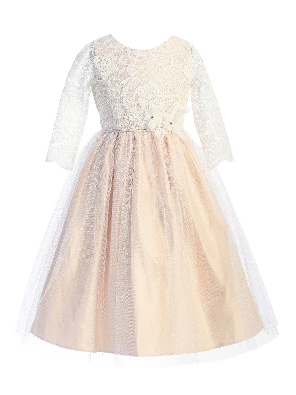 Big Girls Blush Floral Patch Waist Lace Junior Bridesmaid Dress 7-16 Tunics Travel practical Big Girls Blush Floral Patch Waist Lace Junior Bridesmaid Dress 7-16 Tunics Travel practical