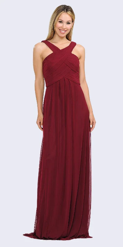 Poly USA 8554 Chiffon A-Line Long Dress Pleated Bodice Tunics Running lightweight