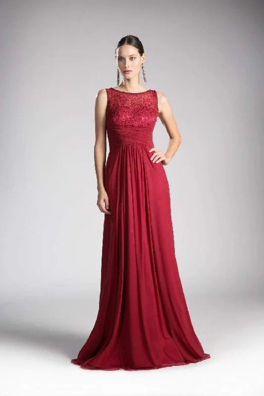 Cinderella Divine - CH525 Bateau Neckline Ruched Empire Waist Gown Shift Classic Vintage Cinderella Divine - CH525 Bateau Neckline Ruched Empire Waist Gown Shift Classic Vintage