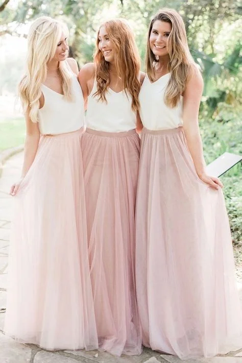 country style wedding guest dresses 2020 pink a line cheap bridesmaid dresses long dress for wedding party Tunics Top rated